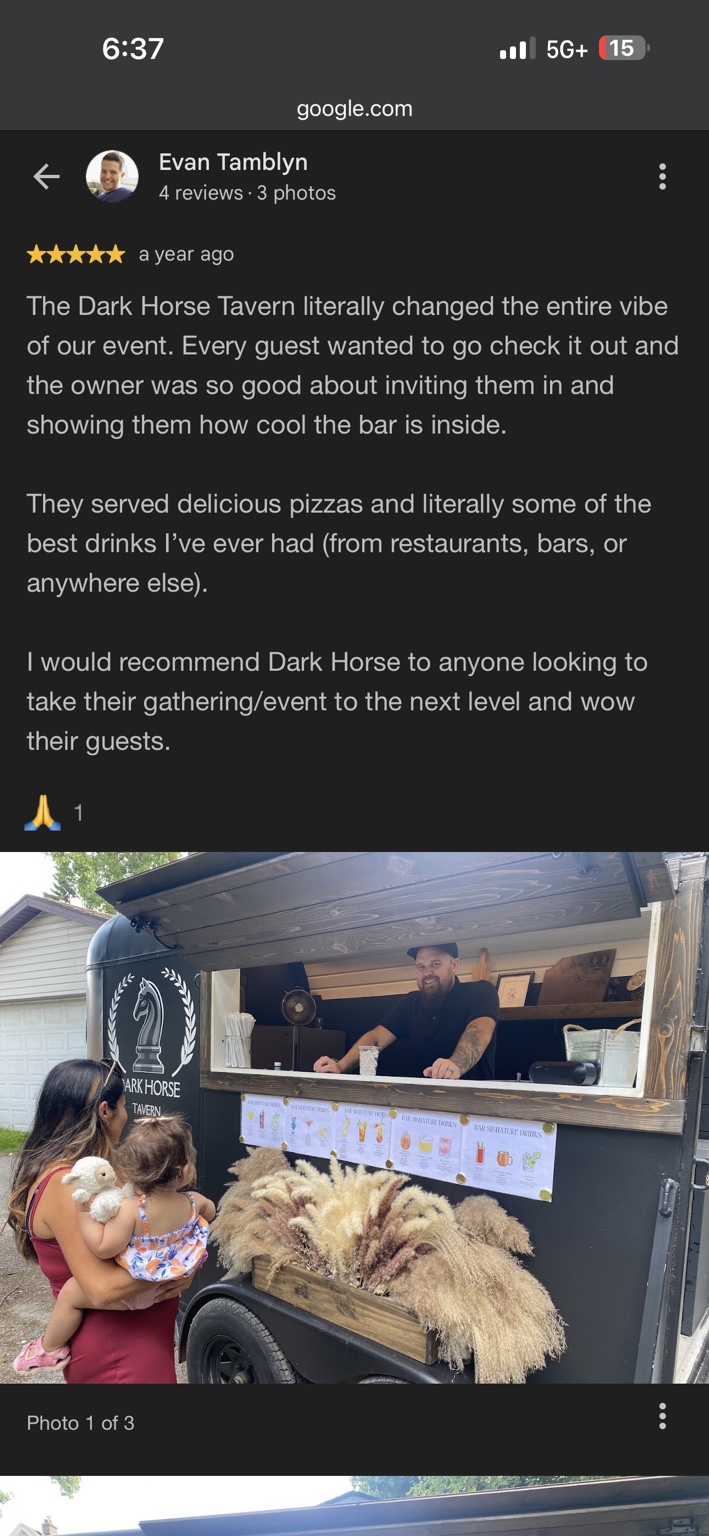Matt behind the Dark Horse Tavern bar serving guests